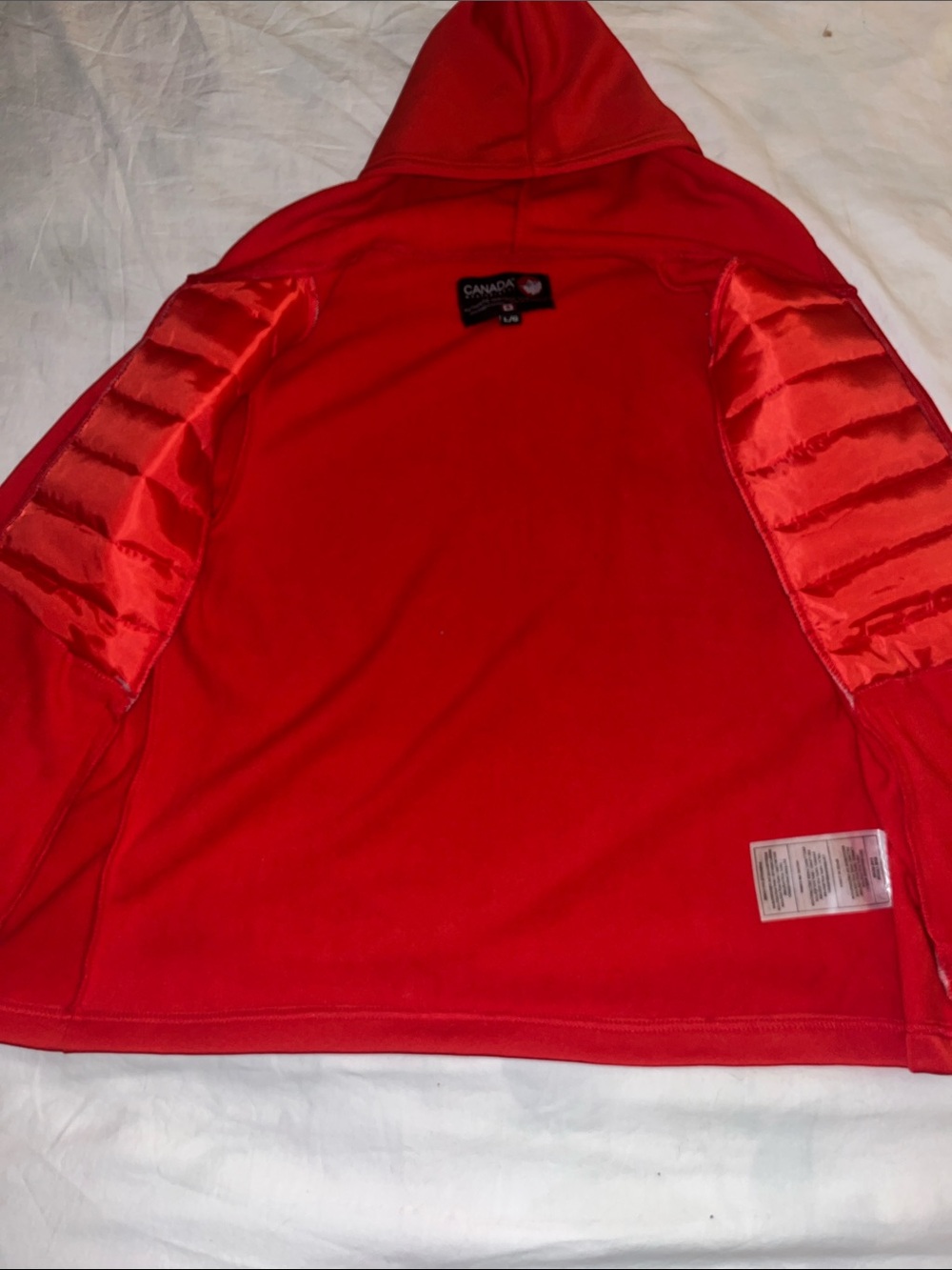 Red Hooded Utility Jacket with Canadian Patch - Picture 5 of 6